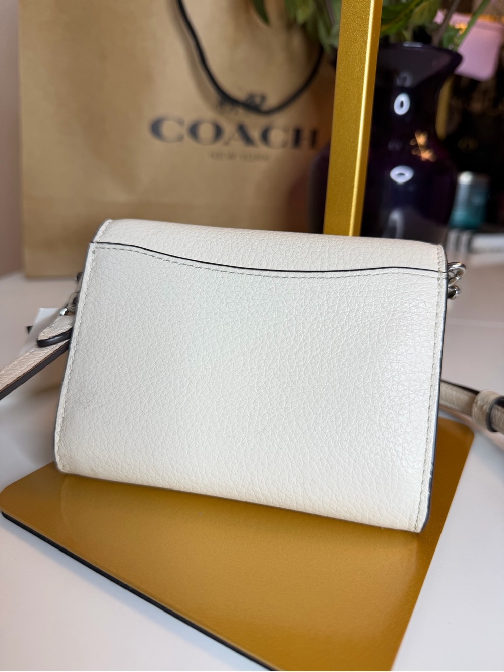 Coach CJ170 Mini Envelope Wallet on Chain Chalk Crossbody NWT - Picture 7 of 14